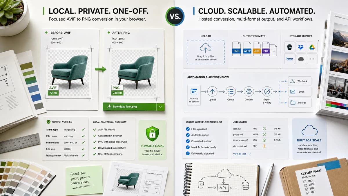 AVIF to PNG Converter vs CloudConvert AVIF to PNG visual comparison of image optimization workflows