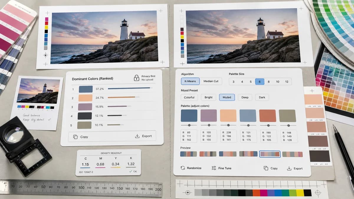 Dominant Colors Extractor vs ColorUI Extract visual comparison of image color extraction workflows