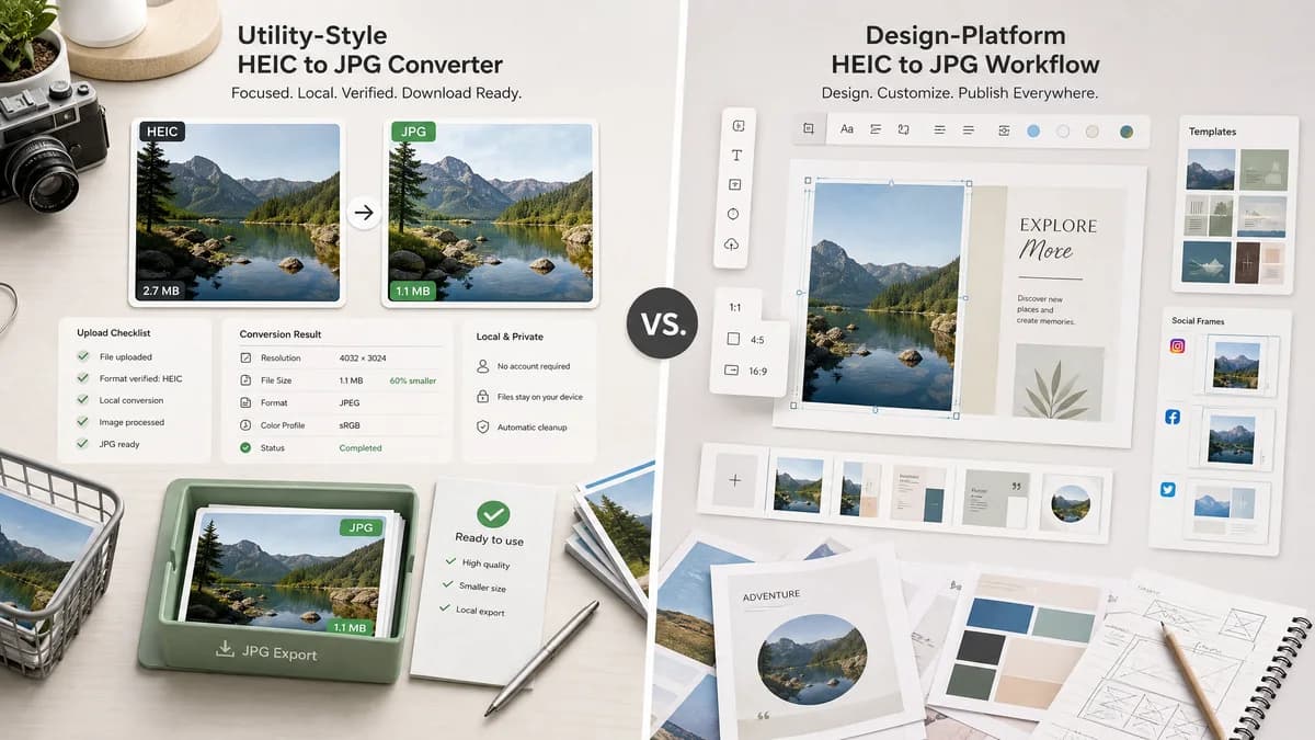 HEIC to JPG Converter vs Canva HEIC to JPG Converter visual comparison of image optimization workflows