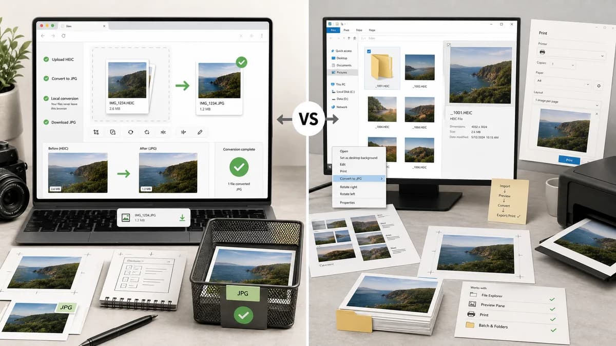 HEIC to JPG Converter vs CopyTrans HEIC visual comparison of image optimization workflows