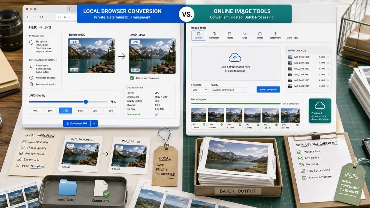 HEIC to JPG Converter vs iLoveIMG HEIC to JPG visual comparison of image optimization workflows
