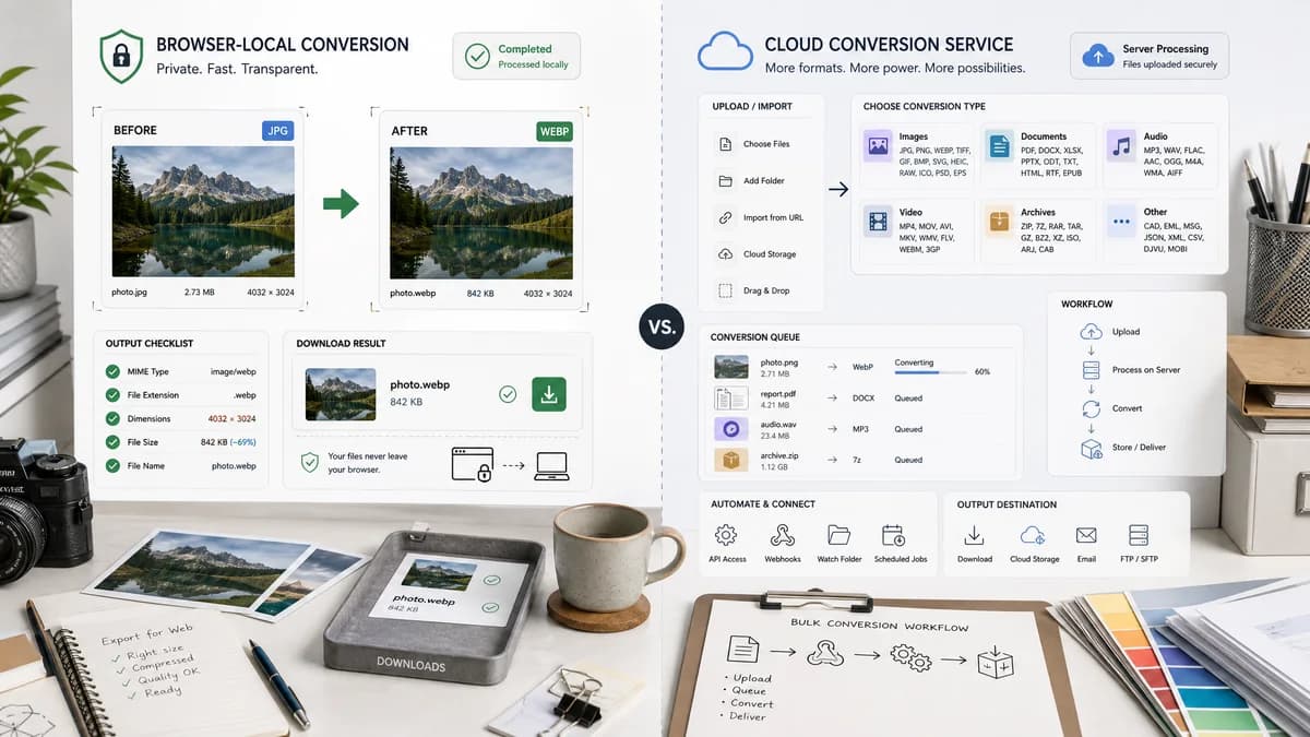 Image Format Converter vs CloudConvert visual comparison of image optimization workflows