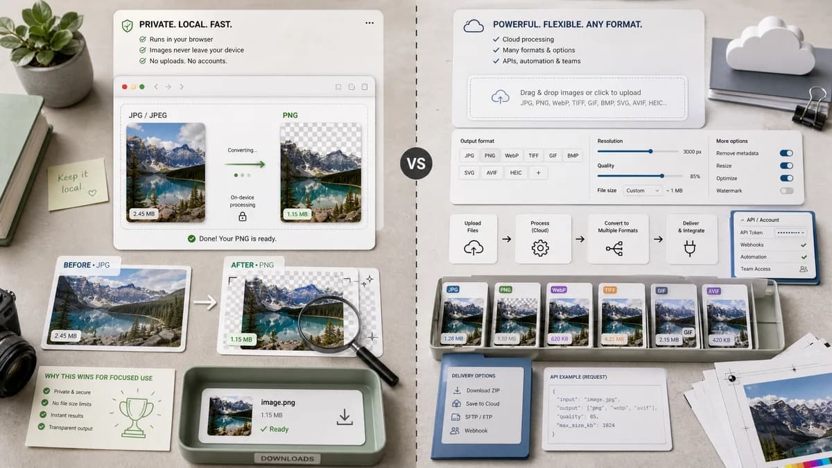 JPG to PNG Converter vs CloudConvert visual comparison of image optimization workflows