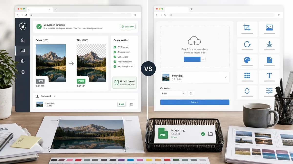 JPG to PNG Converter vs Ezgif visual comparison of image optimization workflows