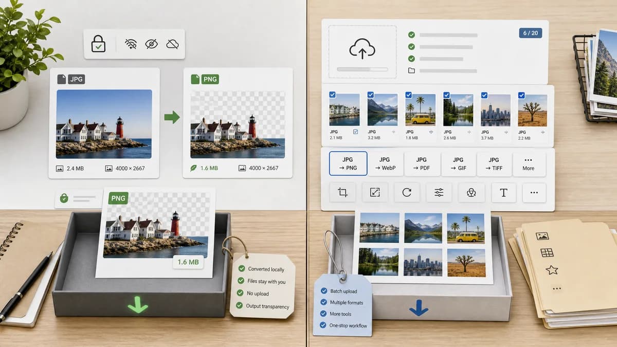 JPG to PNG Converter vs iLoveIMG visual comparison of image optimization workflows