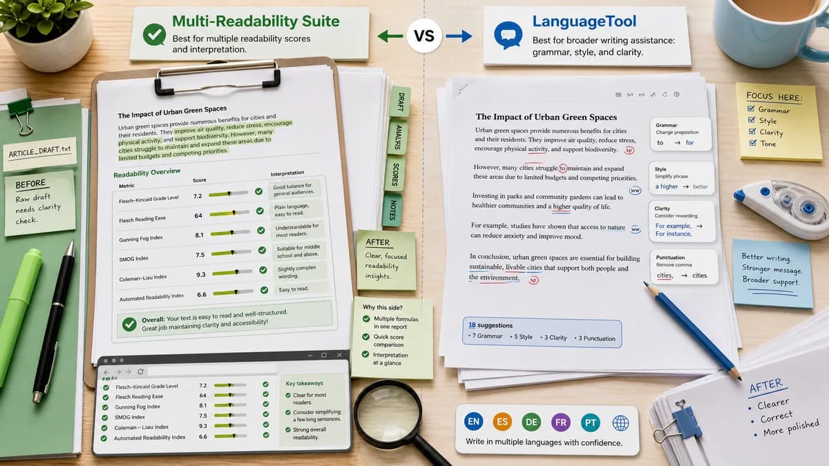 Multi-Readability Suite vs LanguageTool comparison detail image