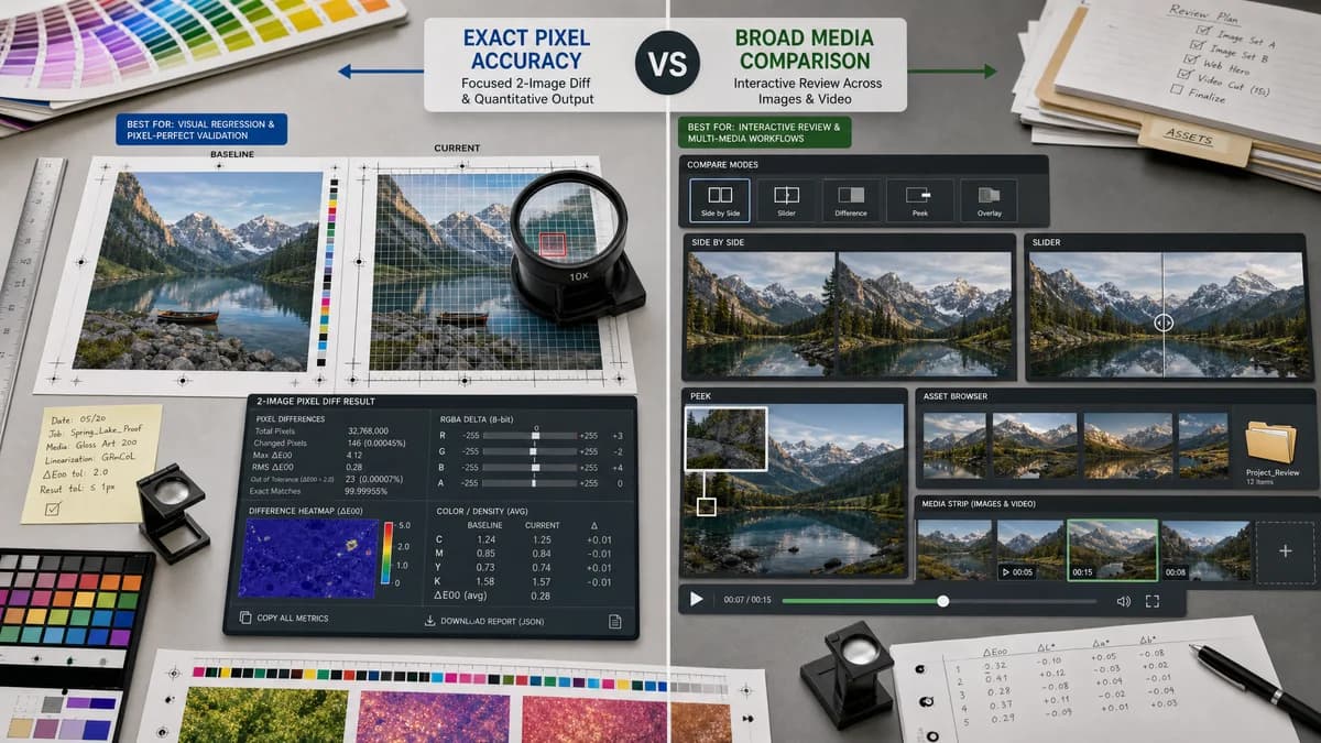 Pixel-by-Pixel Image Diff vs TwinLens visual comparison of image optimization workflows
