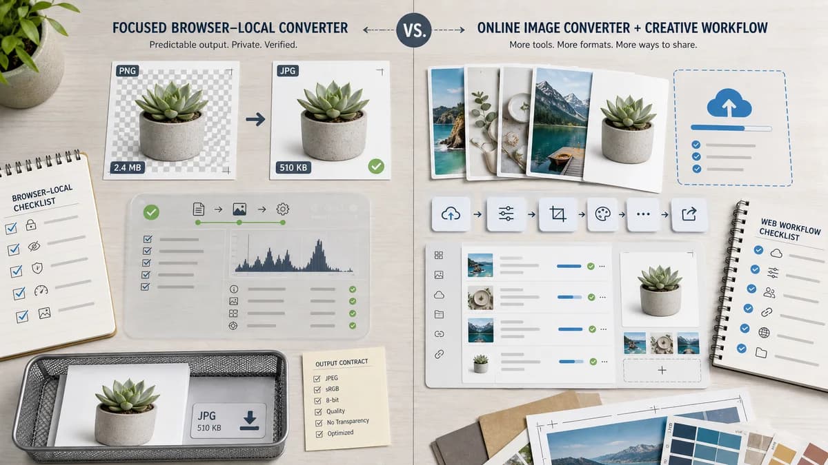 PNG to JPG Converter vs Picflow visual comparison of image optimization workflows