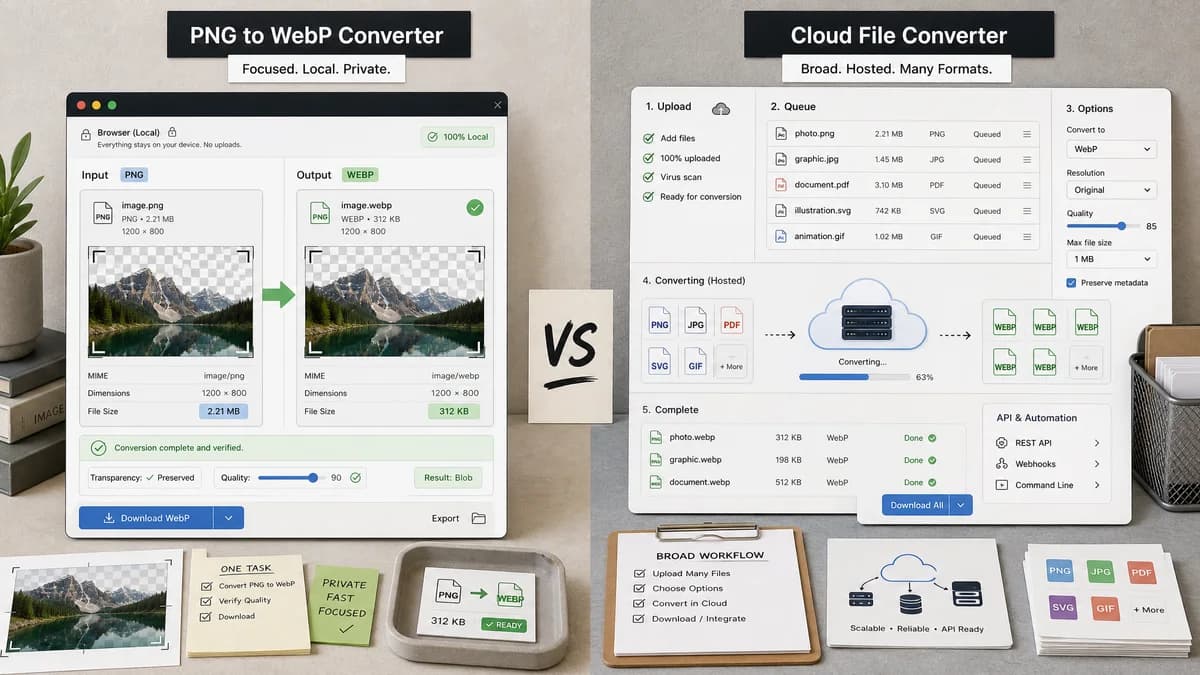 PNG to WebP Converter vs CloudConvert visual comparison of image optimization workflows