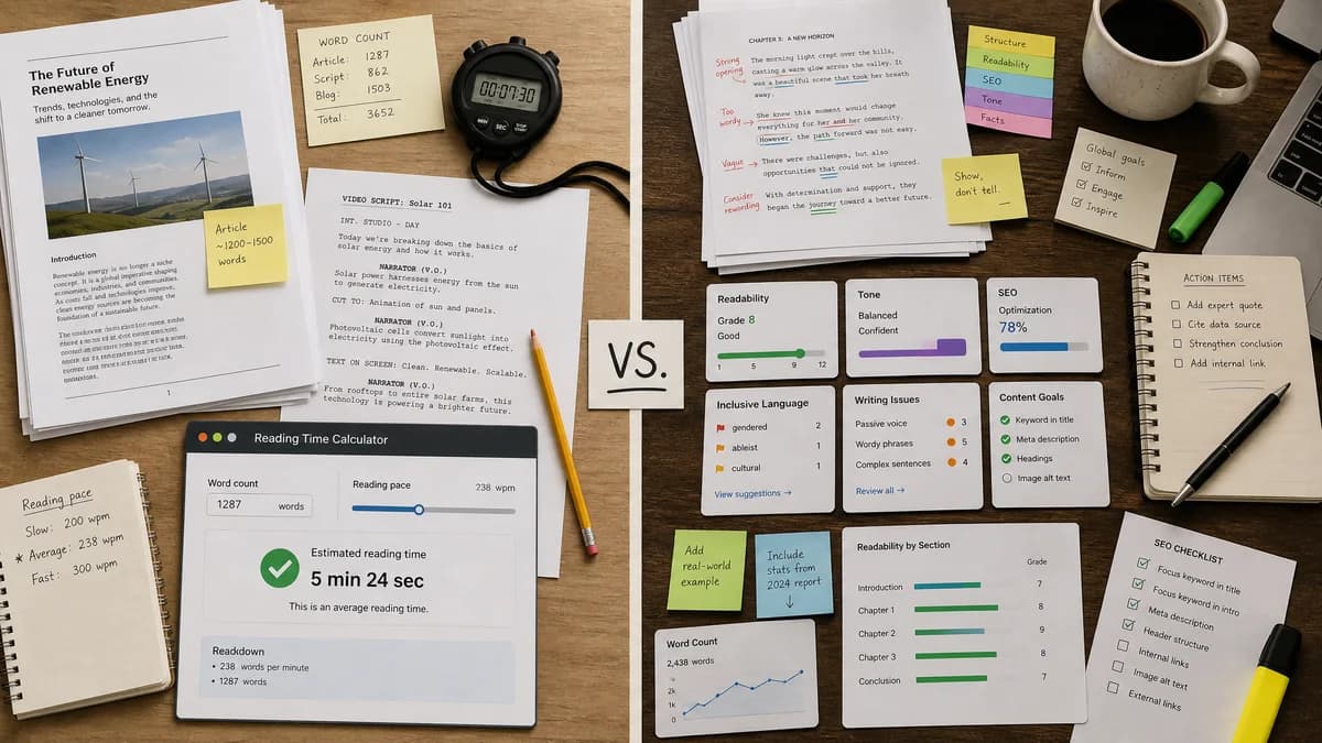 Reading Time Calculator vs Textmetrics comparison detail image