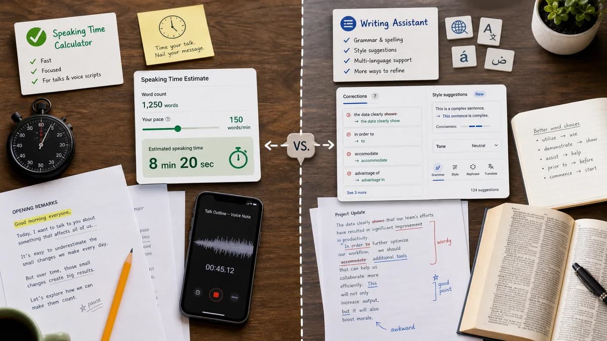 Speaking Time Calculator vs LanguageTool comparison detail image