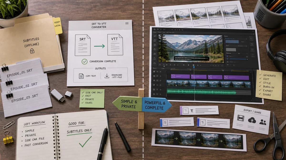 SRT to VTT Converter vs VEED SRT to VTT Converter visual comparison of srt to vtt converter workflows