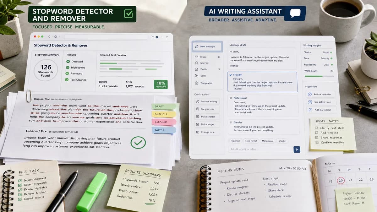 Stopword Detector and Remover vs Sapling comparison detail image