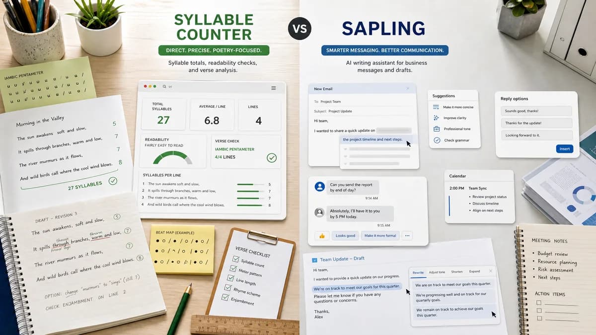 Syllable Counter vs Sapling comparison detail image