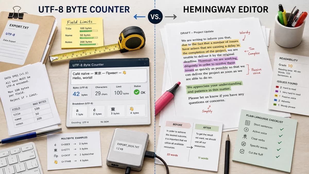 UTF-8 Byte Counter vs Hemingway Editor comparison detail image