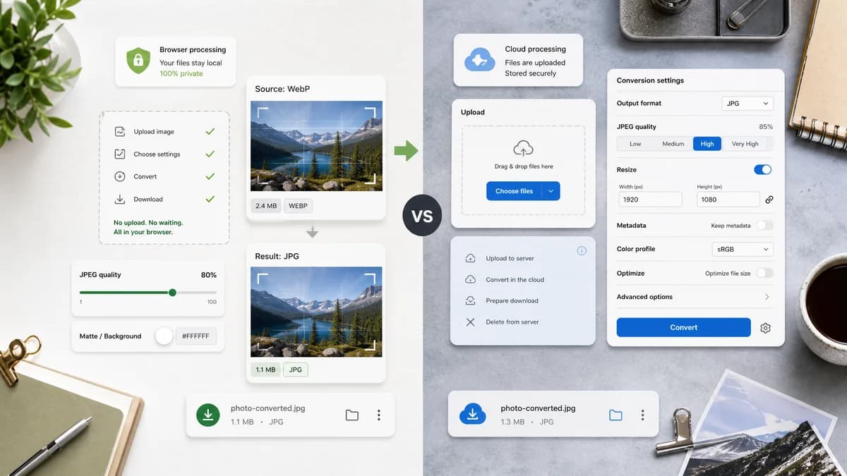 WebP to JPG Converter vs Online-Convert visual comparison of image optimization workflows