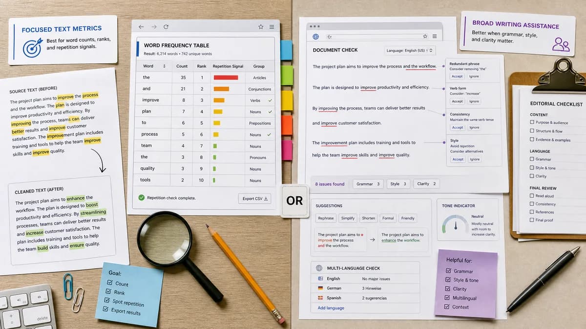 Word Frequency Table vs LanguageTool comparison detail image
