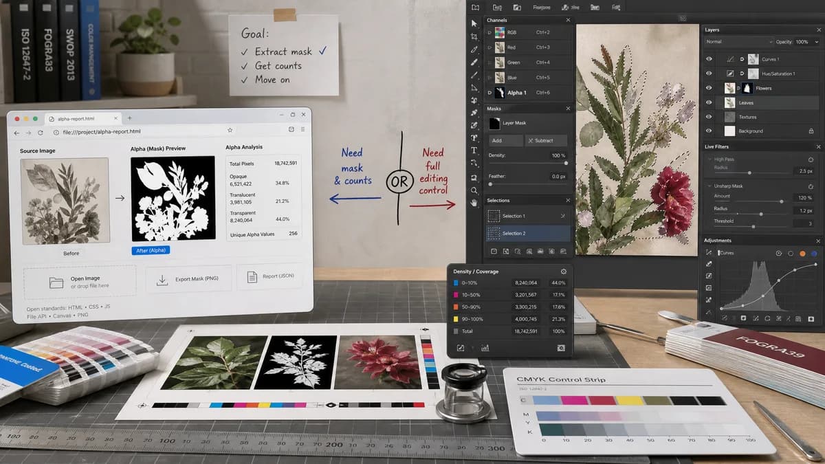 Open Source Alternatives to Affinity Photo visual comparison with Alpha Channel Extractor