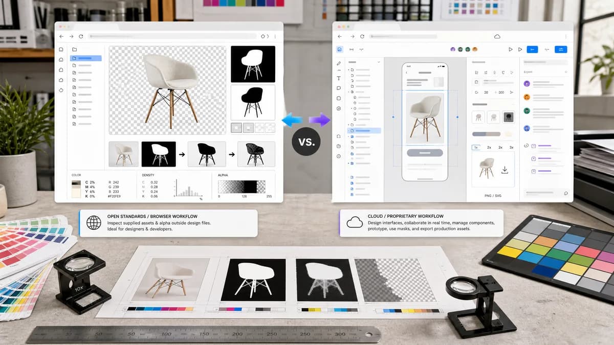 Open Source Alternatives to Figma visual comparison with Alpha Channel Extractor