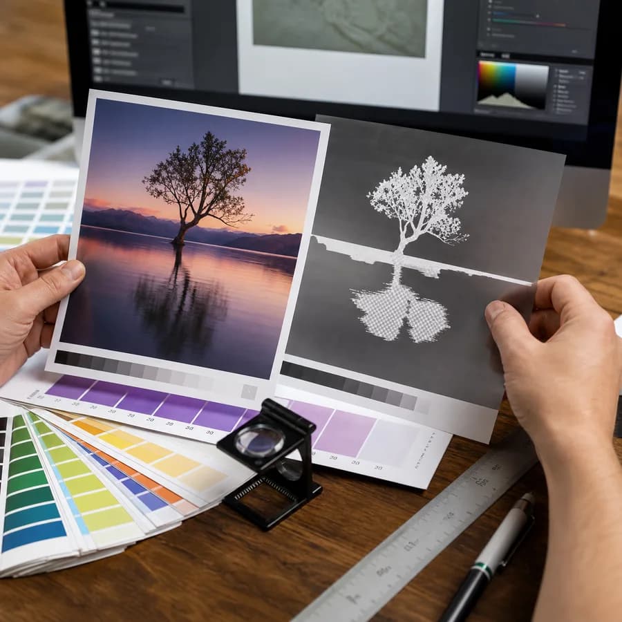 Alpha Channel Extractor preview showing a designer checking a grayscale transparency mask from an uploaded image