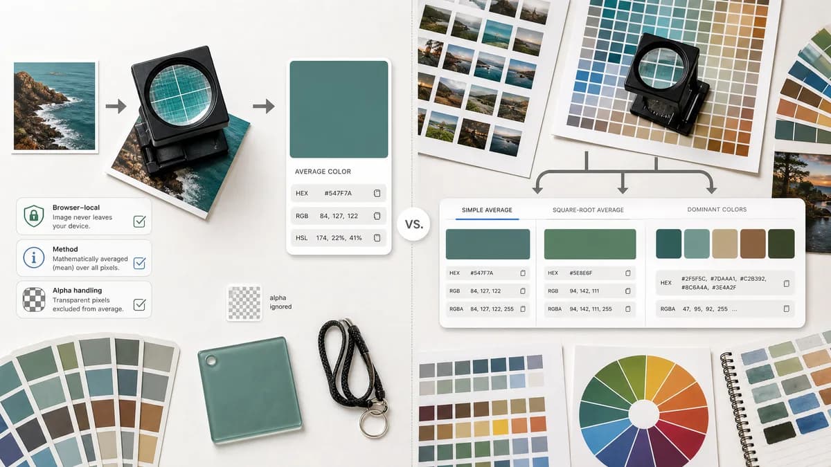 Average Color Finder vs 10015 Tools Image Average Color Finder visual comparison of image color extraction workflows