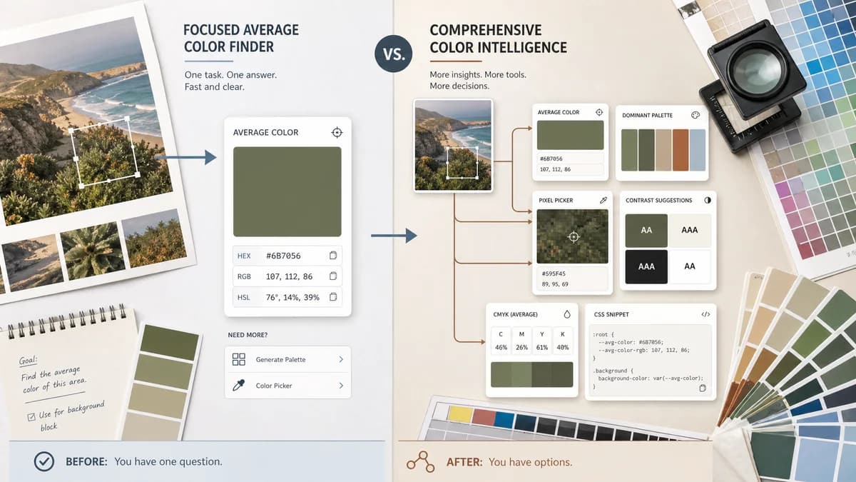 Average Color Finder vs ImageOnline.co Image Average Color Finder visual comparison of image color extraction workflows