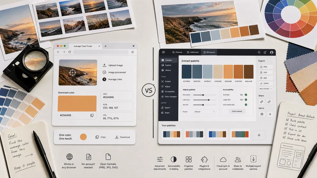 Open Source Alternatives to Coolors Image Picker visual comparison with Average Color Finder