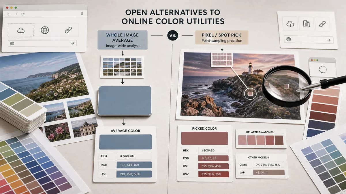 Open Source Alternatives to ImageColorPicker.com visual comparison with Average Color Finder