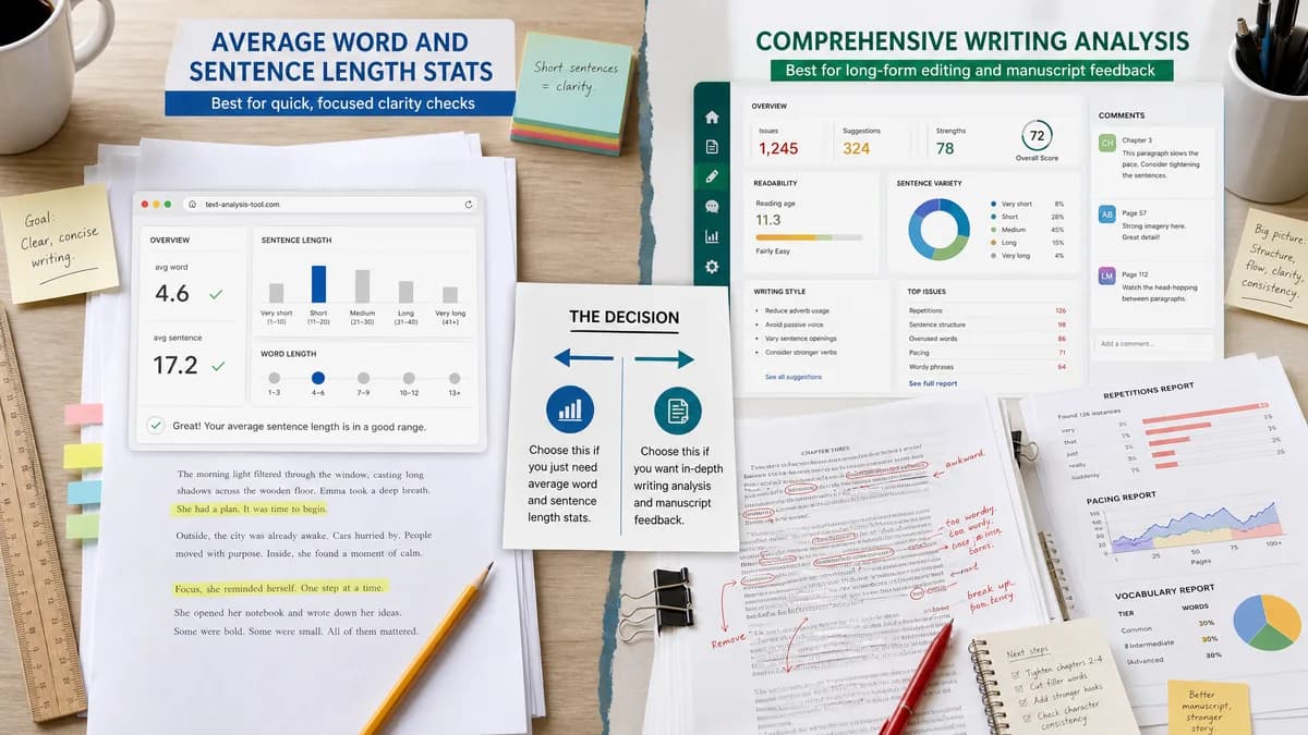 Average Word and Sentence Length Stats vs ProWritingAid comparison detail image