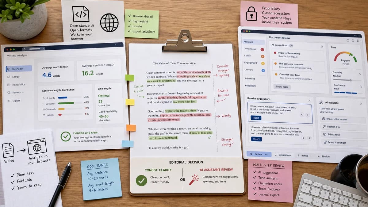 Open Source Alternatives to Grammarly detail image for Average Word and Sentence Length Stats