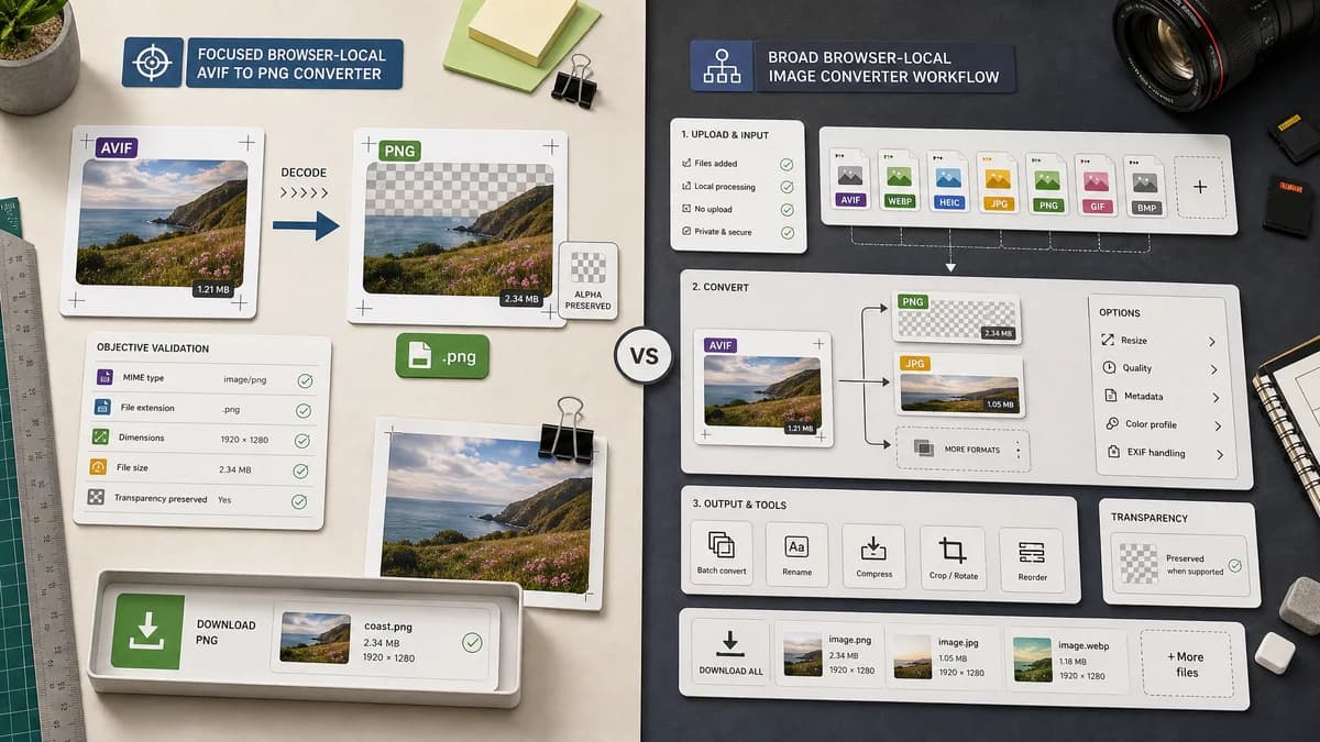 AVIF to PNG Converter vs SVG2IMG AVIF to PNG visual comparison of image optimization workflows