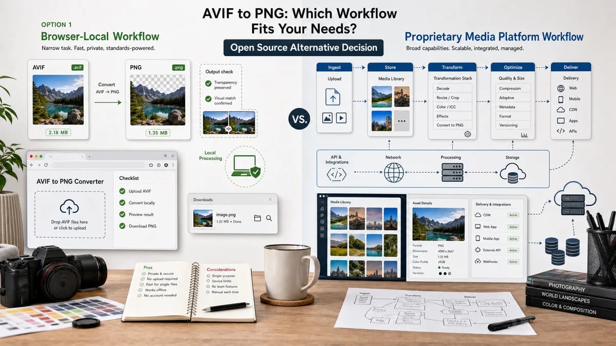 Open Source Alternatives to Cloudinary AVIF to PNG visual comparison with AVIF to PNG Converter