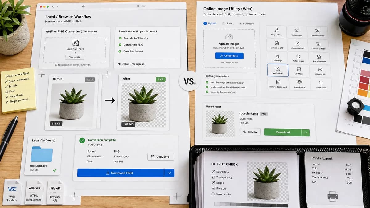 Open Source Alternatives to Ezgif AVIF to PNG visual comparison with AVIF to PNG Converter