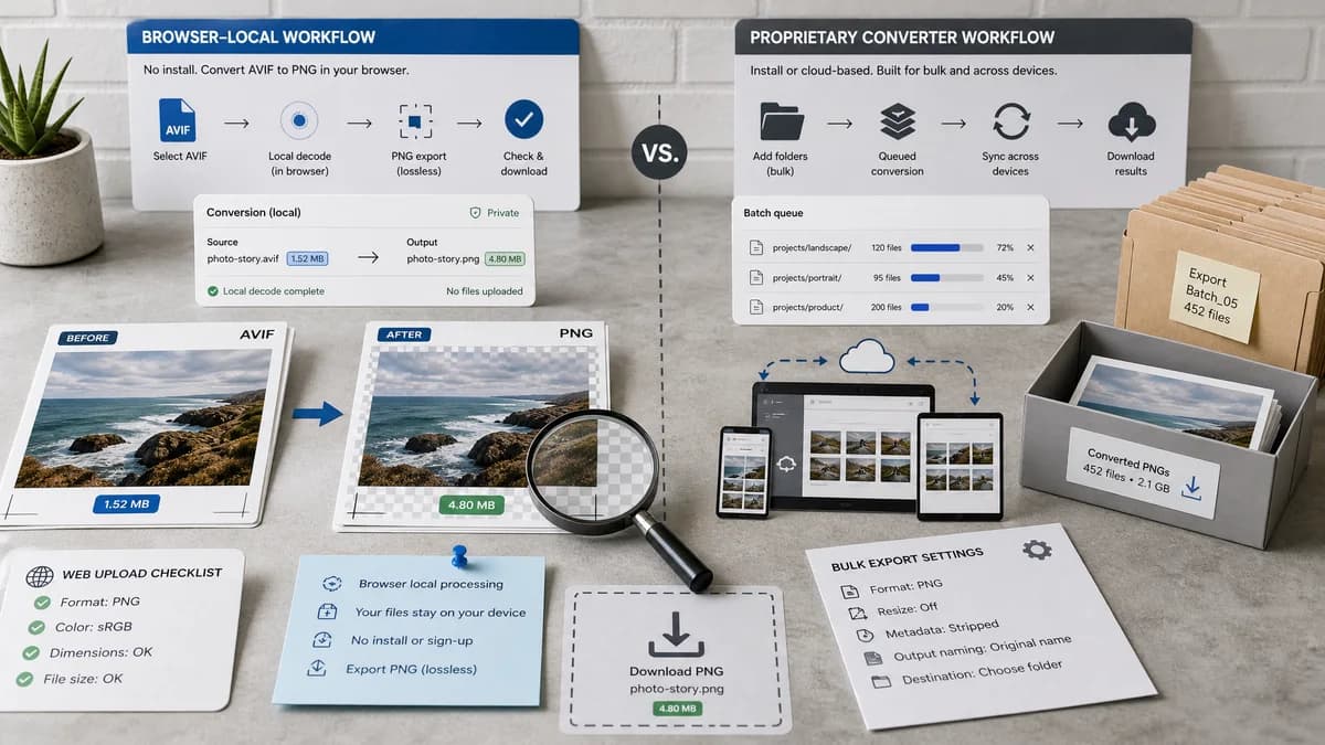 Open Source Alternatives to MConverter AVIF to PNG visual comparison with AVIF to PNG Converter