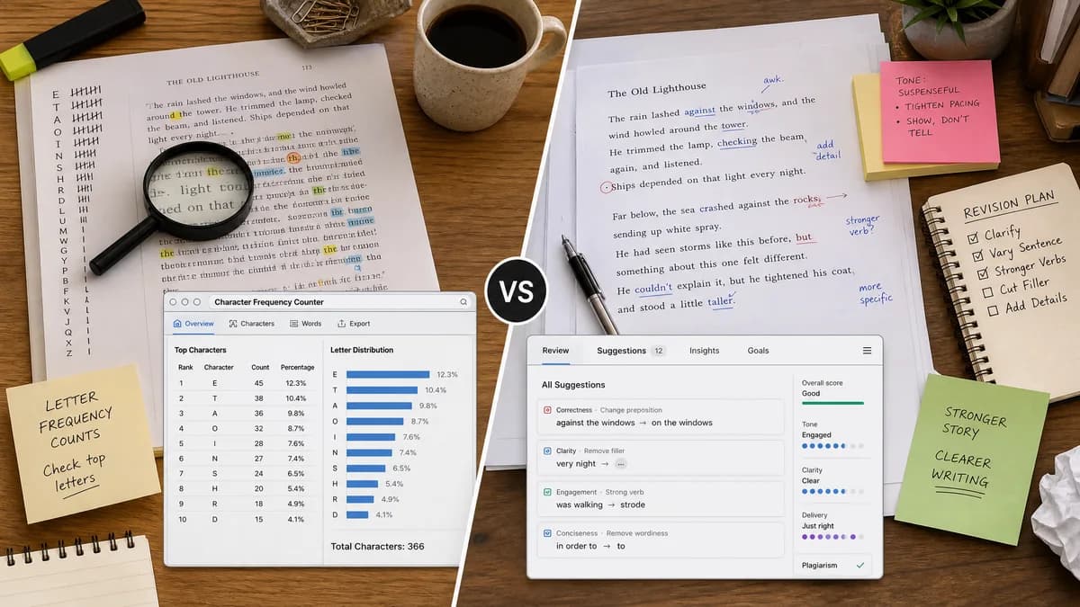 Character and Letter Frequency Counter vs Grammarly comparison detail image
