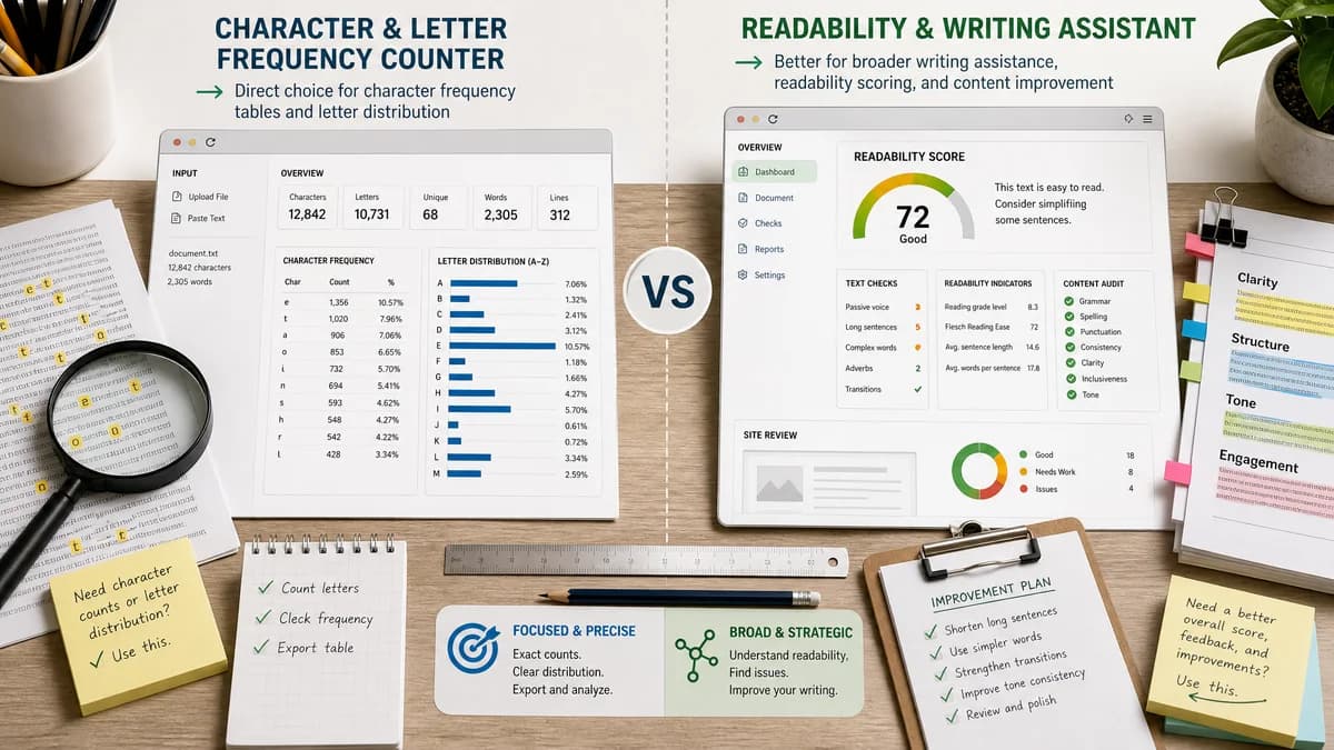 Character and Letter Frequency Counter vs Readable comparison detail image