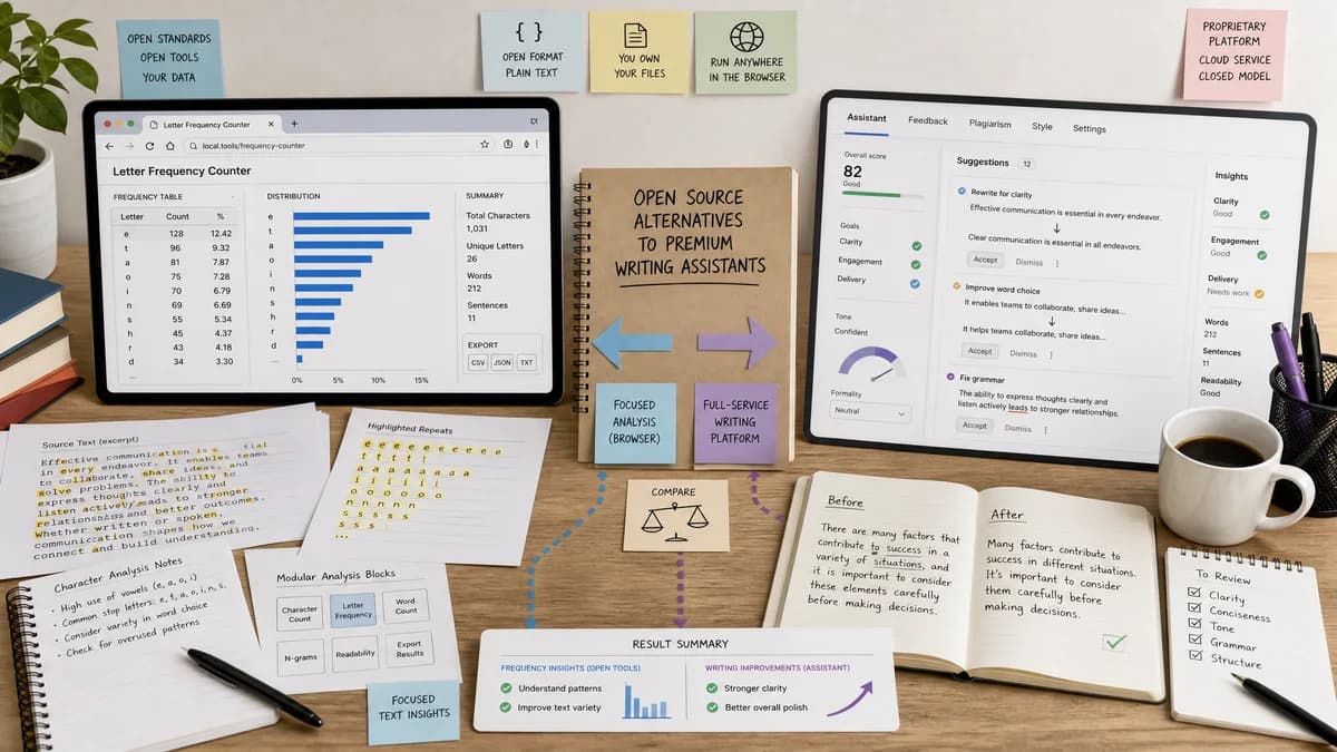 Open Source Alternatives to Grammarly detail image for Character and Letter Frequency Counter
