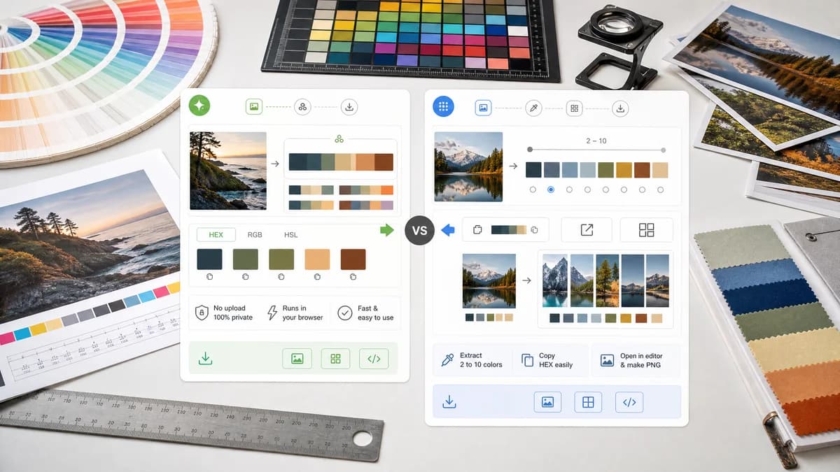 Color Palette Generator from Image vs ColorKit Color Palette from Image visual comparison of image color extraction workflows