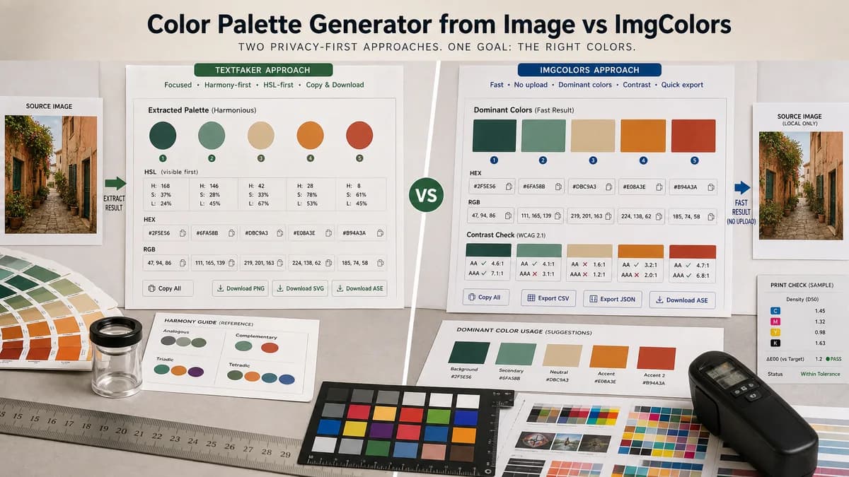 Color Palette Generator from Image vs ImgColors visual comparison of image color extraction workflows