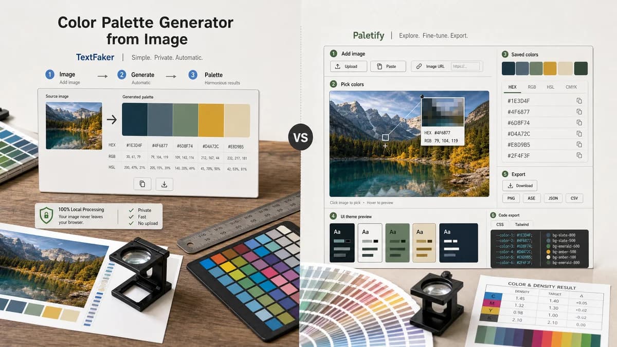Color Palette Generator from Image vs Paletify visual comparison of image color extraction workflows