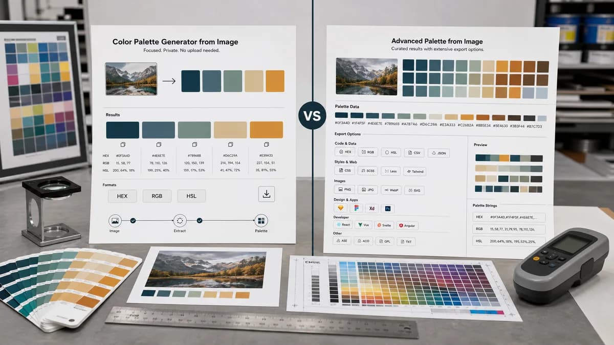 Color Palette Generator from Image vs PaletteVault visual comparison of image color extraction workflows