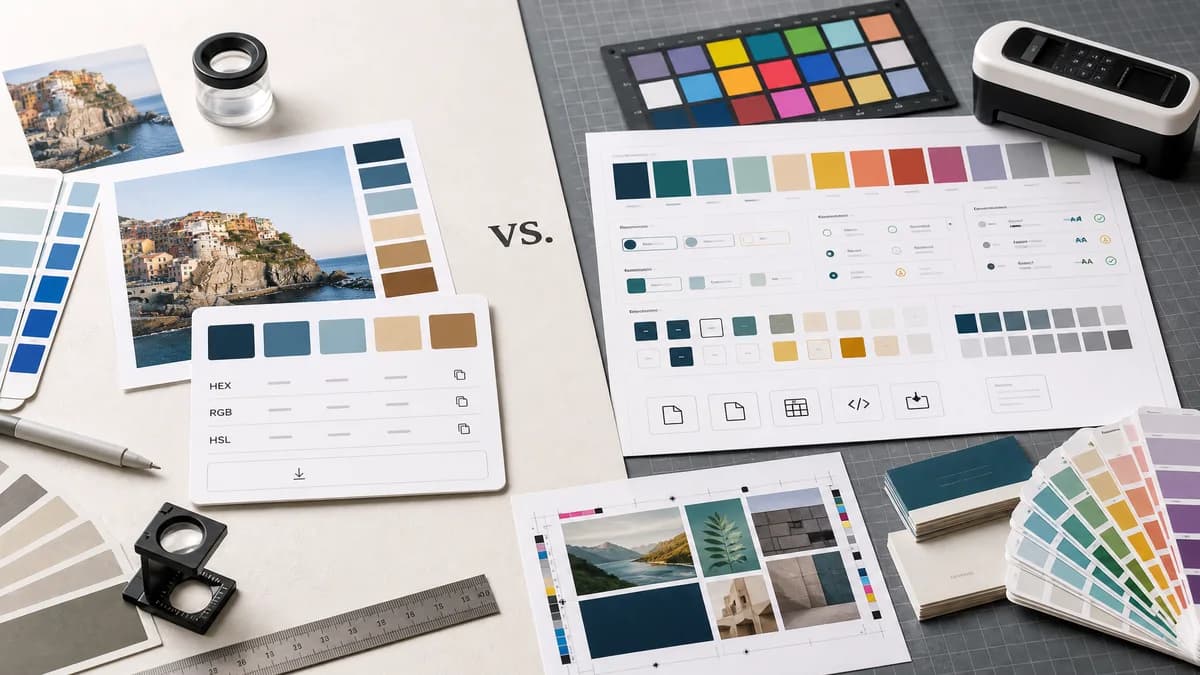 Color Palette Generator from Image vs PhotoTones visual comparison of image color extraction workflows