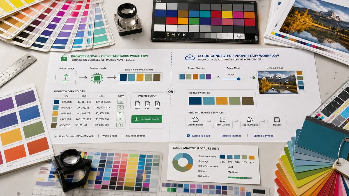 Open Source Alternatives to Adobe Color visual comparison with Color Palette Generator from Image