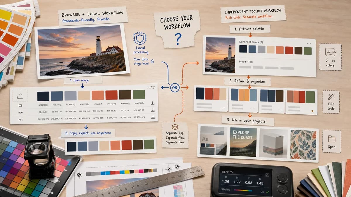 Open Source Alternatives to ColorKit Color Palette from Image visual comparison with Color Palette Generator from Image