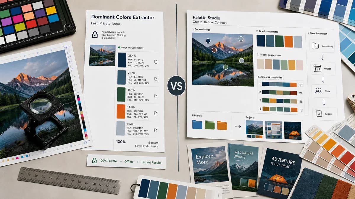 Dominant Colors Extractor vs Adobe Color visual comparison of image color extraction workflows