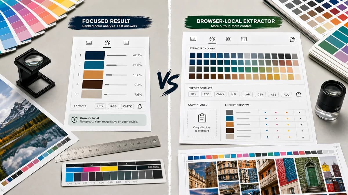 Dominant Colors Extractor vs BlizStudio Color Palette Extractor visual comparison of image color extraction workflows
