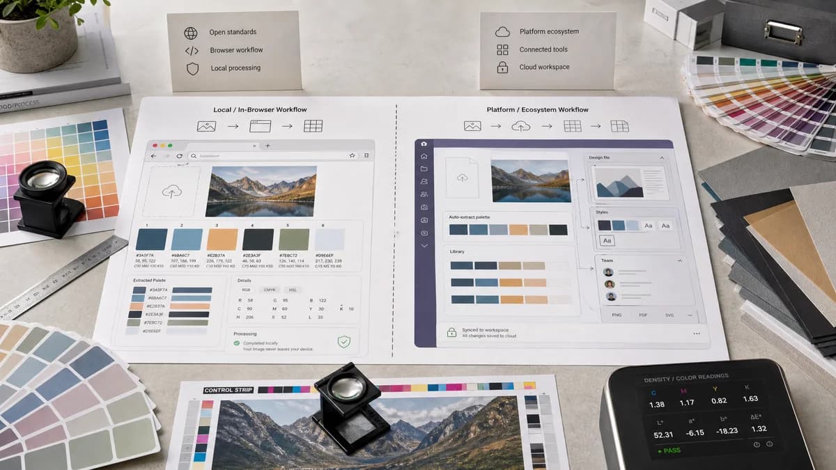 Open Source Alternatives to Canva Color Palette Generator visual comparison with Dominant Colors Extractor