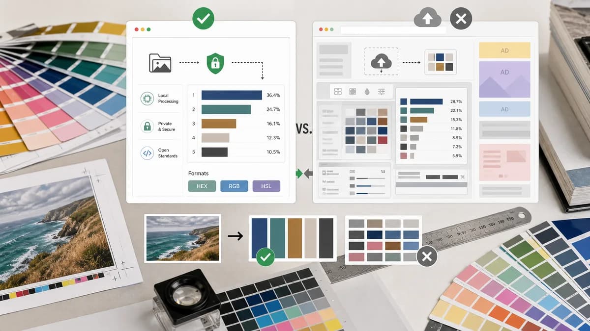 Open Source Alternatives to PineTools Get Colors From Image visual comparison with Dominant Colors Extractor