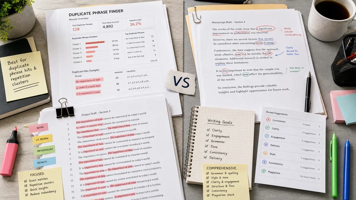 Duplicate Phrase Finder vs Grammarly comparison detail image