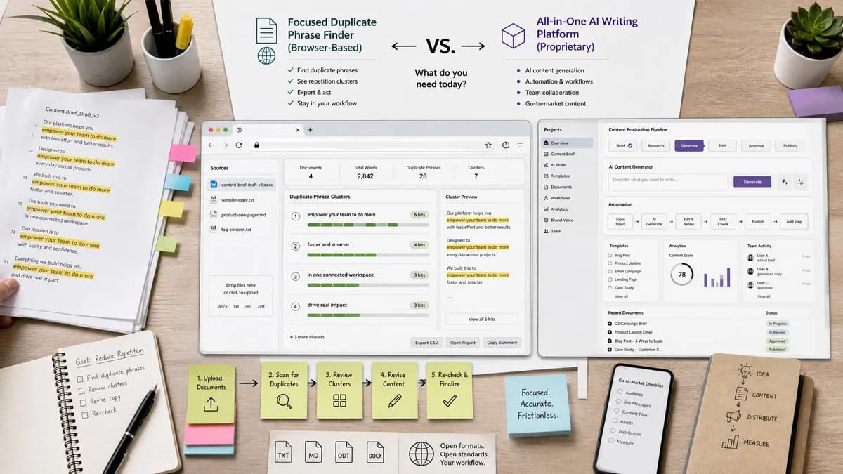 Open Source Alternatives to Copy.ai detail image for Duplicate Phrase Finder